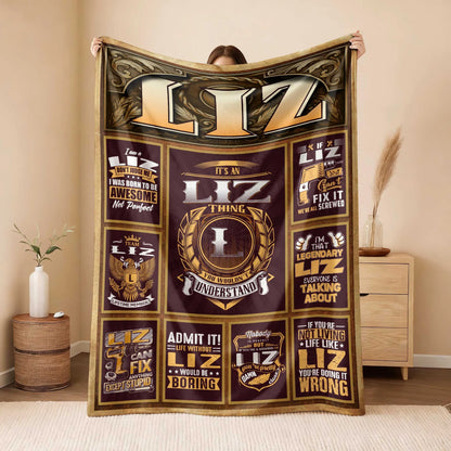 LIZ Personalized Blanket | Custom Name Cozy Throw Gift 13K1-BK4