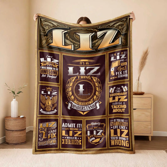 LIZ Personalized Blanket | Custom Name Cozy Throw Gift 13K1-BK4