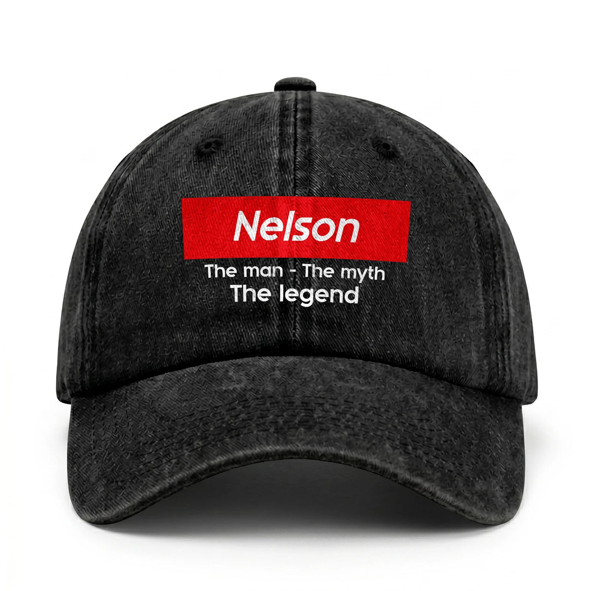 Your Name The Man The Myth The Legend Red Logo Washed Cap NELSON 13K1 C130PF