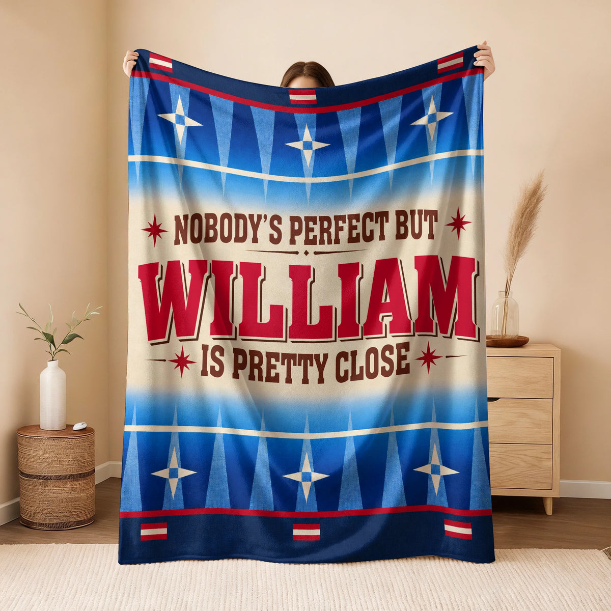 Nobody's Perfect But Your Name Is Close Native American Fleece Blanket WILLIAM 13K1 BK57
