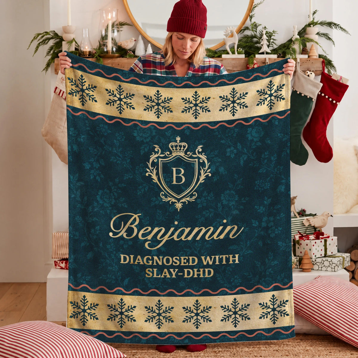 Diagnosed With Slay-DHD Vintage Sage Green Fleece Blanket BENJAMIN 13K1 BK38