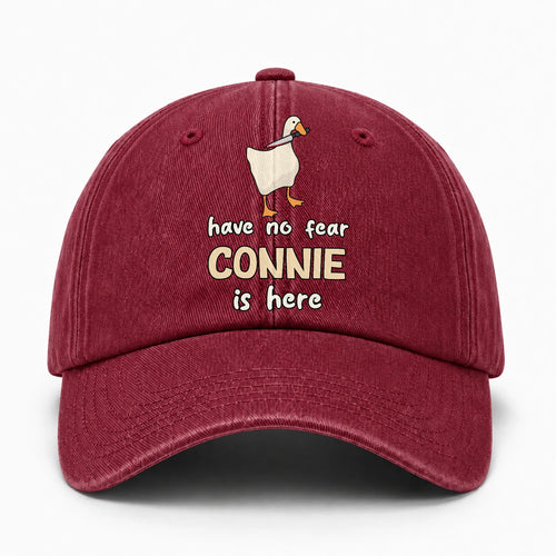 Have No Fear Your Name Is Here Funny Goose Burgundy Washed Cap CONNIE 13K1 C127PF