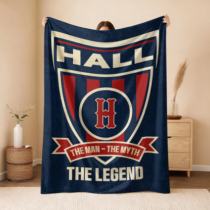 The Man The Myth The Legend Blue Burgundy Baseball Blanket HALL 13K1 BK18