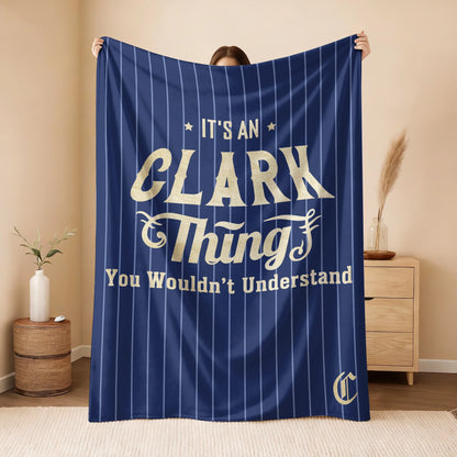 Your Name Thing Striped Blue Fleece Blanket CLARK 13K1 BK23