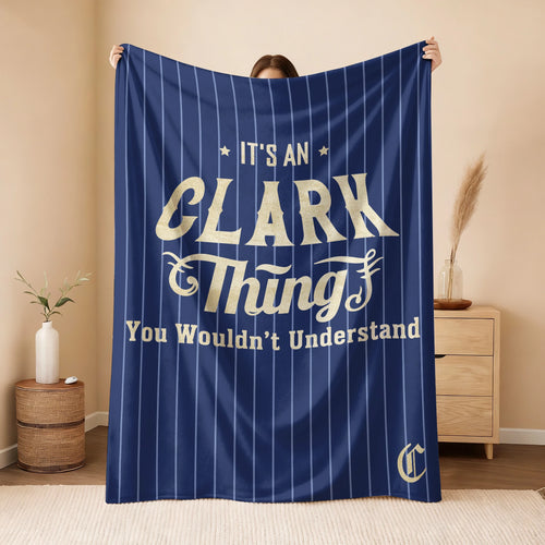 Your Name Thing Striped Blue Fleece Blanket CLARK 13K1 BK23