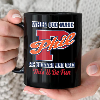 When God Made Your Name Personalized Baseball Mug PHIL 13K1 MG07
