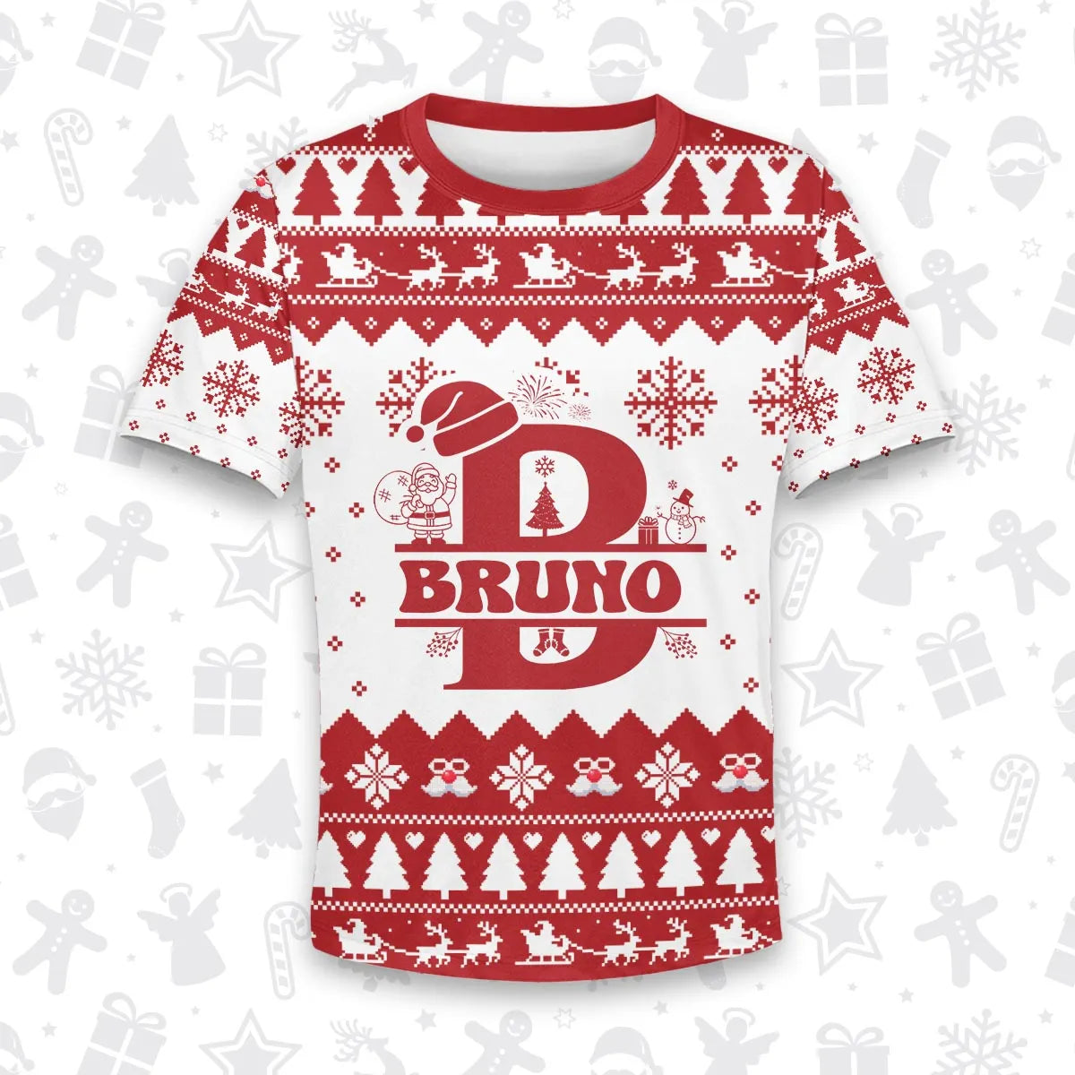 BRUNO Personalized Christmas T-Shirt Pajama Set - Holiday Gift Outfit 13K1-CR2