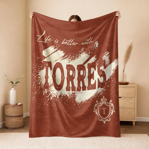 Life Is Better With Your Name Terracotta Cream Fleece Blanket TORRES 13K1 BK30