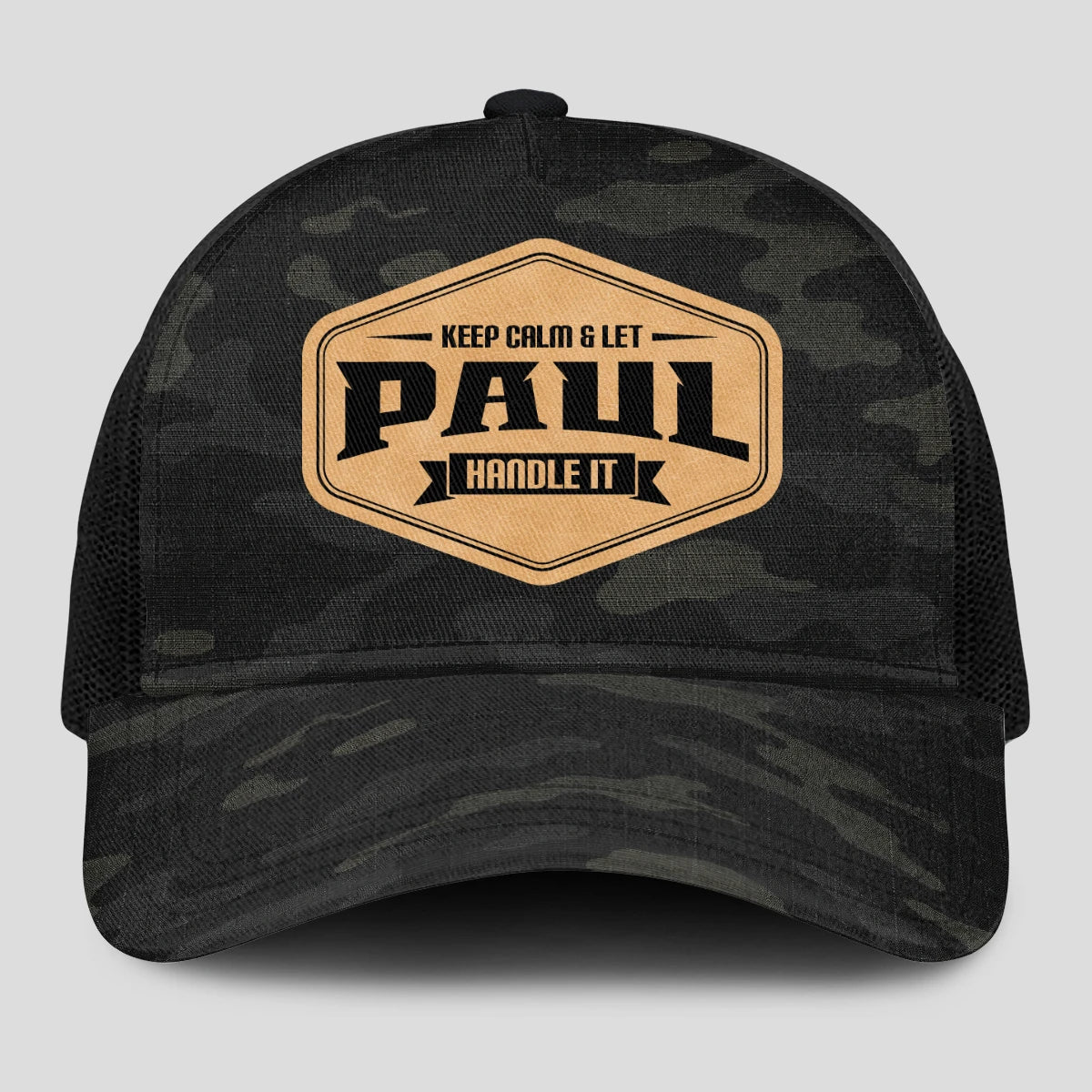 Keep Calm & Let Your Name Handle It Dark Camo Mesh Cap PAUL 13K1 C195PF