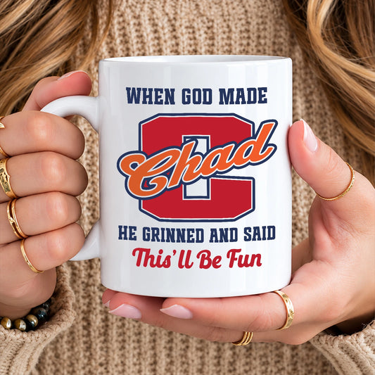 When God Made Your Name Personalized Baseball Mug CHAD 13K1 MG07