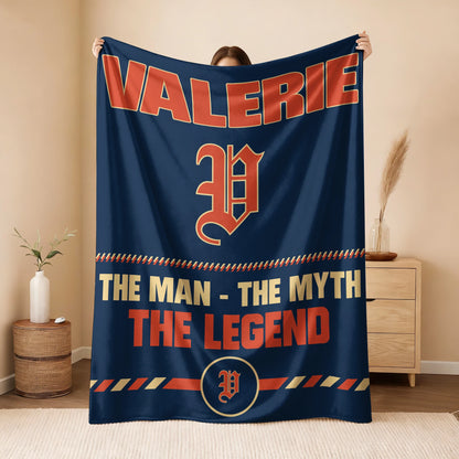 The Man The Myth The Legend Retro Fleece Blanket VALERIE 13K1 BK53