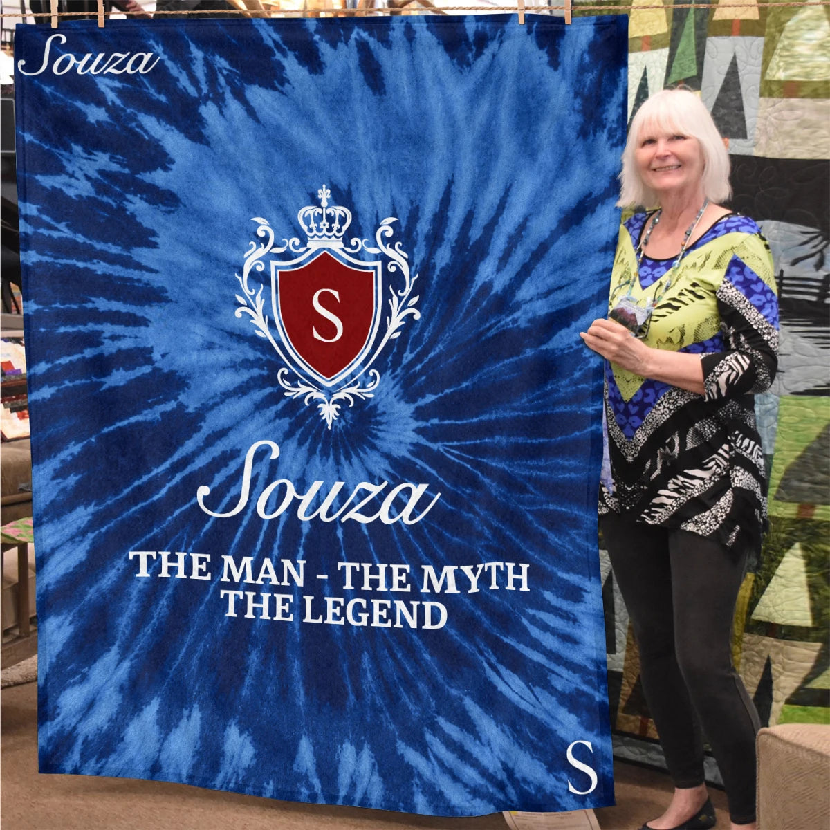 The Man The Myth The Legend Blue Waves Fleece Blanket SOUZA 13K1 BK11