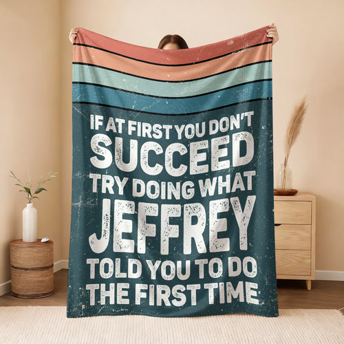 If At First You Don’t Succeed Retro Green Fleece Blanket JEFFREY 13K1 BK29