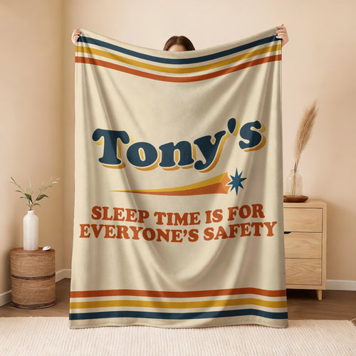 Your Name's Sleep Time Funny Retro Fleece Blanket TONY 13K1 BK67