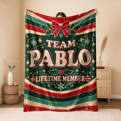 Team Your Name Lifetime Member Christmas Fleece Blanket PABLO 13K1 BK52