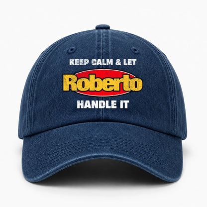 Keep Calm & Let Your Name Handle It Yellow And Red Logo Washed Cap ROBERTO 13K1 C172PF