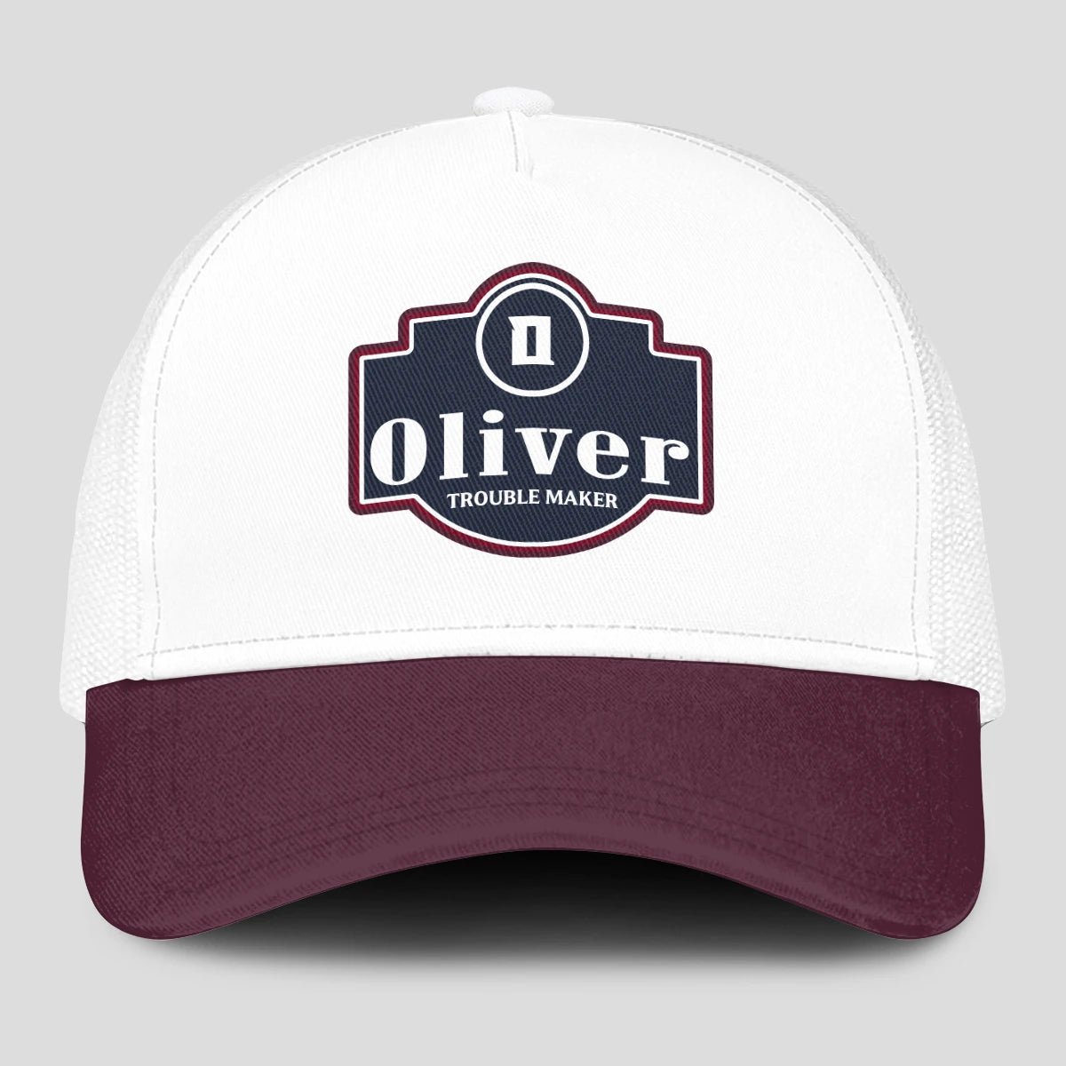 Trouble Maker Burgundy And White Funny Mesh Cap OLIVER 13K1 C201PF