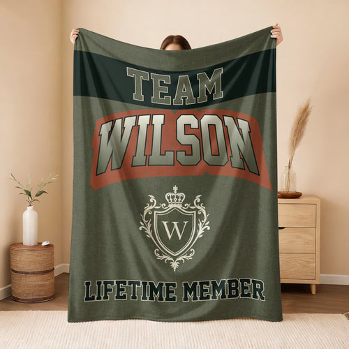 Team Your Name Lifetime Member Sage Green Fleece Blanket WILSON 13K1 BK22