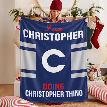 I'm Name Doing Name Things Navy Fleece Blanket CHRISTOPHER 13K1 BK51