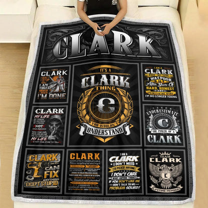 CLARK Personalized Blanket | Custom Name Cozy Throw Gift 13K1-BK2