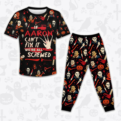 AARON Horror Halloween Pajama Set Scary T-Shirt & Pants Sleepwear Costume 13K1-HL1