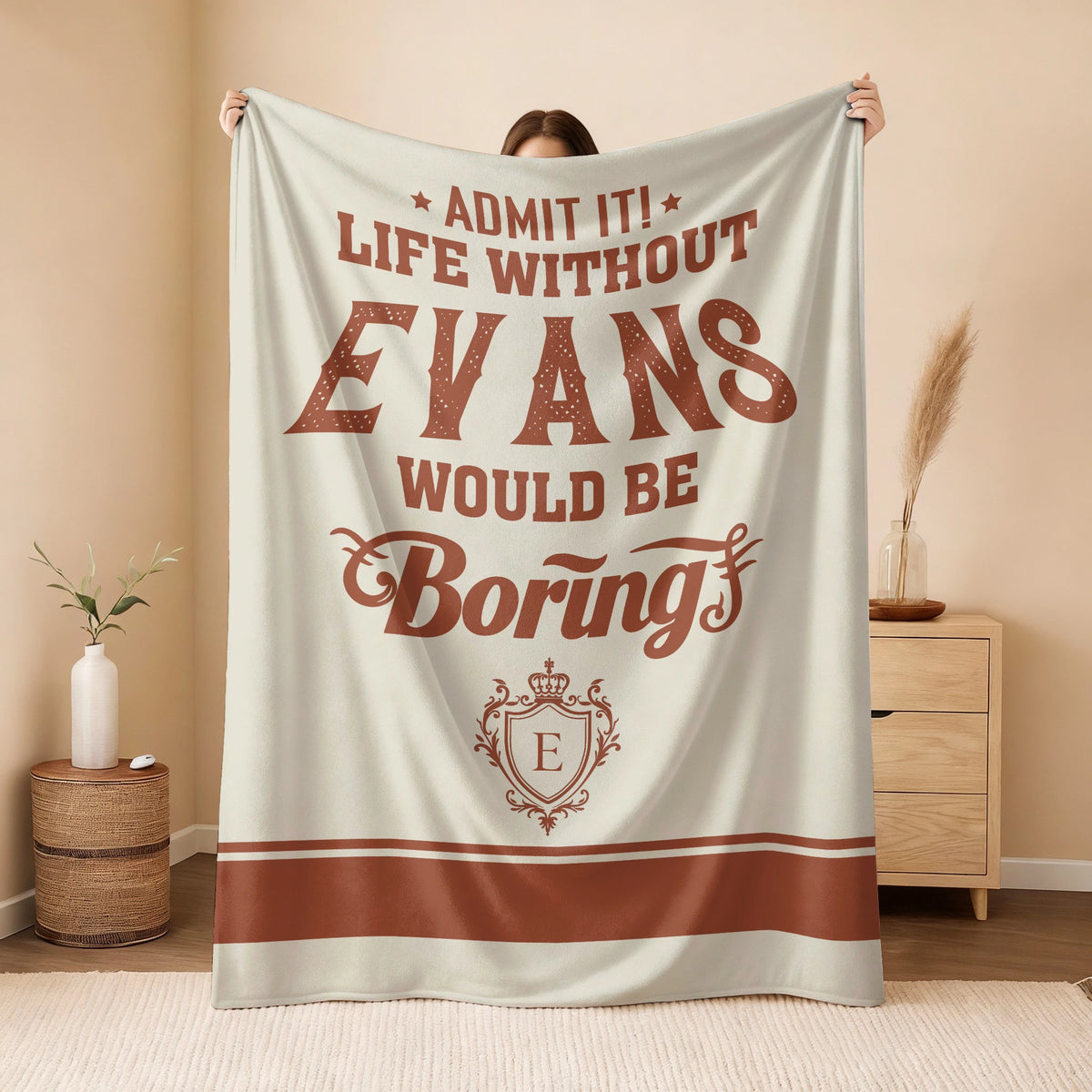 Life Without Your Name Would Be Boring Cream Terracotta Blanket EVANS 13K1 BK24