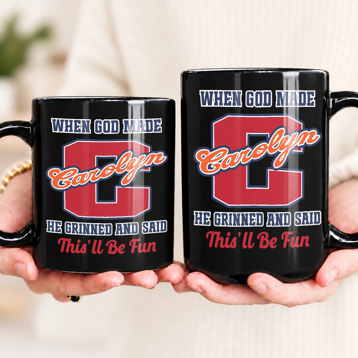 When God Made Your Name Personalized Baseball Mug CAROLYN 13K1 MG07