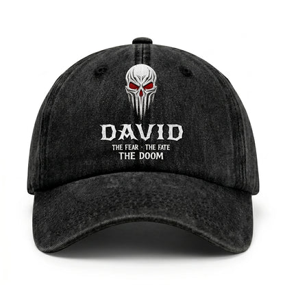 Your Name The Fear The Fate The Doom Skull Washed Cap DAVID 13K1 C98PF