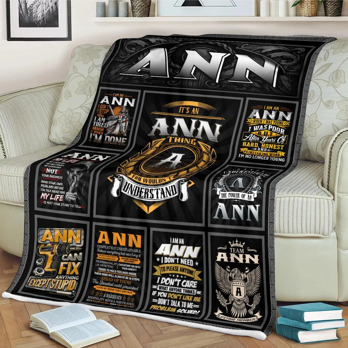 ANN Personalized Blanket | Custom Name Cozy Throw Gift 13K1-BK2