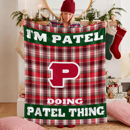 I'm Name Doing Name Things Red Plaid Fleece Blanket PATEL 13K1 BK49