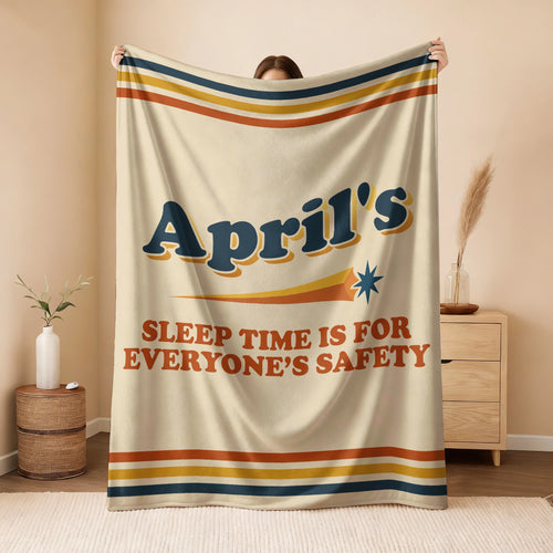Your Name's Sleep Time Funny Retro Fleece Blanket APRIL 13K1 BK67