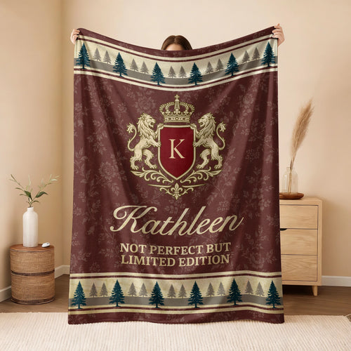 Not Perfect But Limited Edition Burgundy Pine Tree Fleece Blanket KATHLEEN 13K1 BK41
