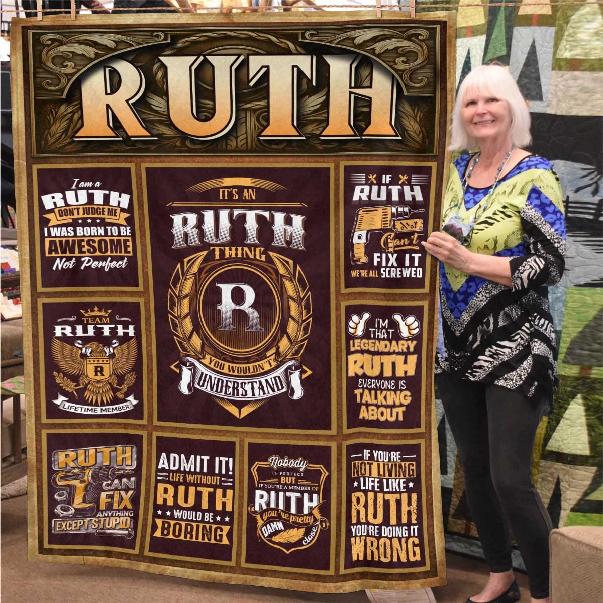 RUTH Personalized Blanket | Custom Name Cozy Throw Gift 13K1-BK4