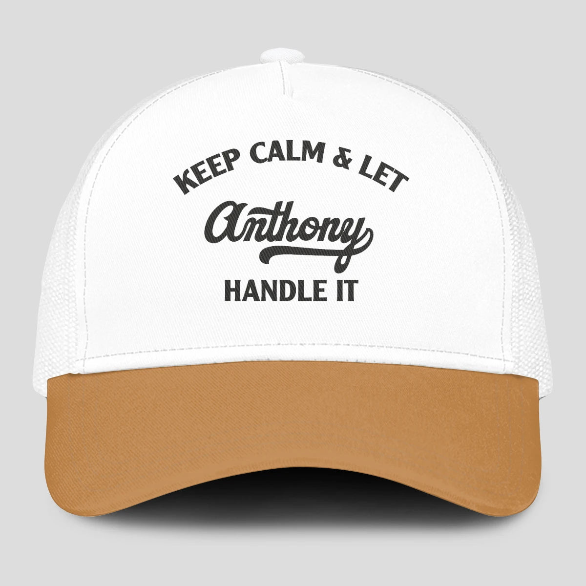 Keep Calm & Let Your Name Handle It Yellow And White Mesh Cap ANTHONY 13K1 C205PF