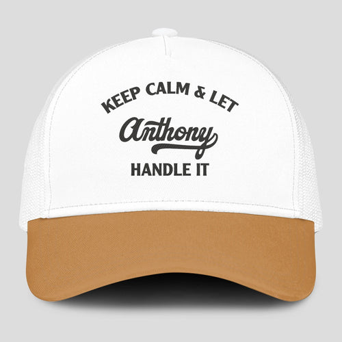 Keep Calm & Let Your Name Handle It Yellow And White Mesh Cap ANTHONY 13K1 C205PF