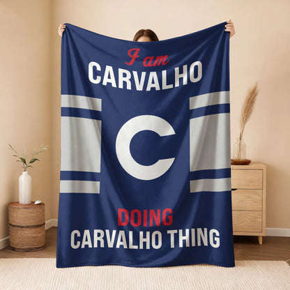 I'm Name Doing Name Things Navy Fleece Blanket CARVALHO 13K1 BK51