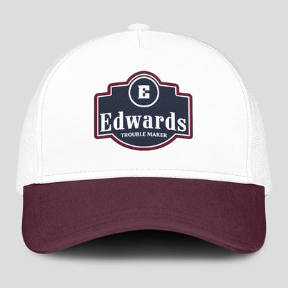 Trouble Maker Burgundy And White Funny Mesh Cap EDWARDS 13K1 C201PF