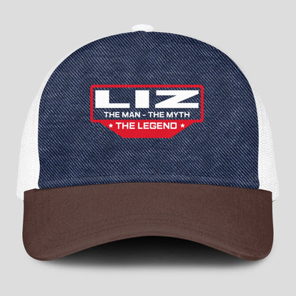 The Man The Myth The Legend Navy Brown And White Mesh Cap LIZ 13K1 C200PF