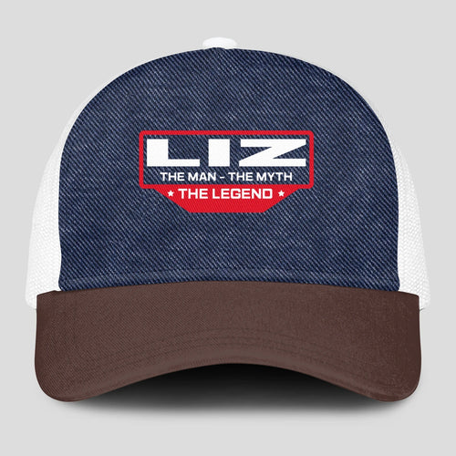 The Man The Myth The Legend Navy Brown And White Mesh Cap LIZ 13K1 C200PF