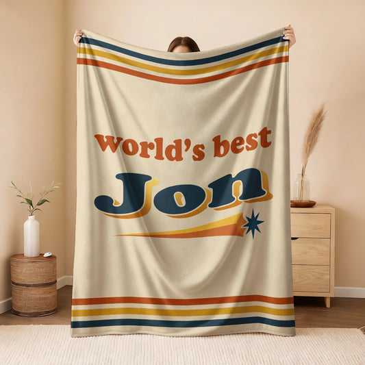World's Best Your Name Retro Fleece Blanket JON 13K1 BK64
