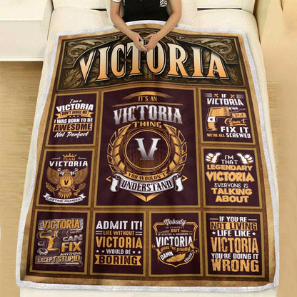 VICTORIA Personalized Blanket | Custom Name Cozy Throw Gift 13K1-BK4