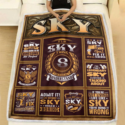 SKY Personalized Blanket | Custom Name Cozy Throw Gift 13K1-BK4