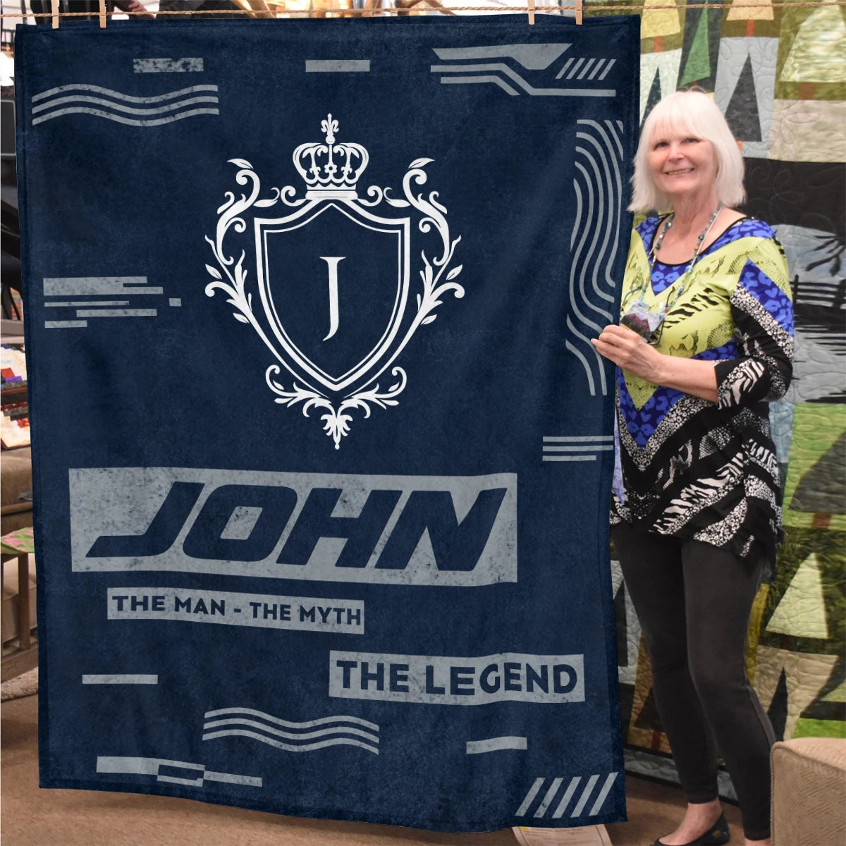 The Man The Myth The Legend Blue & Gray Fleece Blanket  JOHN 13K1 BK08