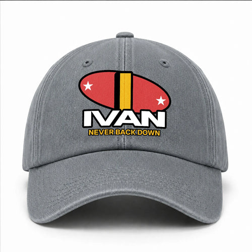 Never Back Down With Your Name And Initial Letter Washed Cap IVAN 13K1 C82PF