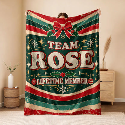 Team Your Name Lifetime Member Christmas Fleece Blanket ROSE 13K1 BK52
