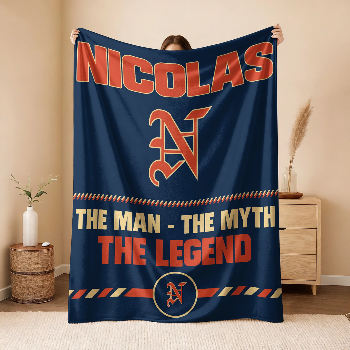 The Man The Myth The Legend Retro Fleece Blanket NICOLAS 13K1 BK53