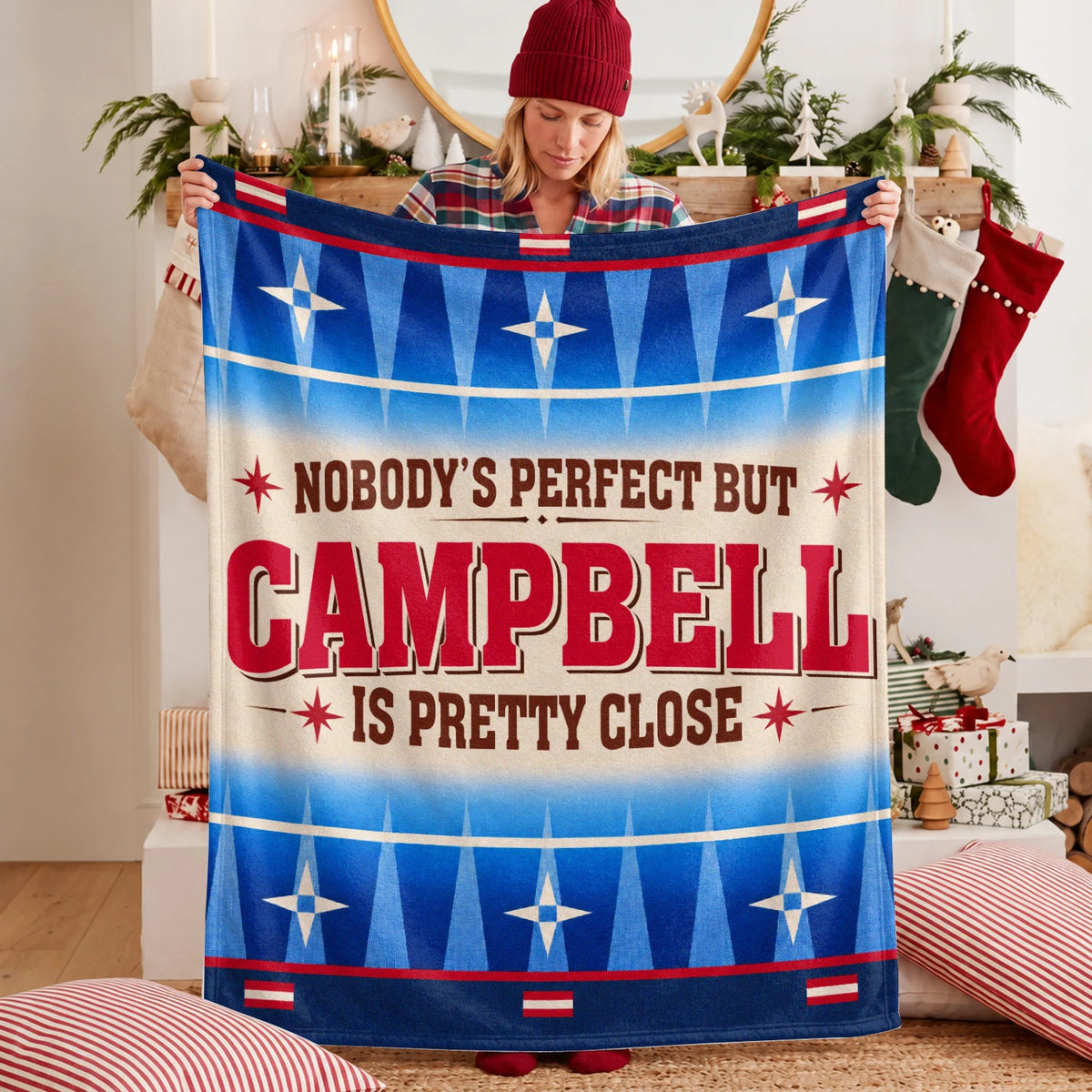 Nobody's Perfect But Your Name Is Close Native American Fleece Blanket CAMPBELL 13K1 BK57
