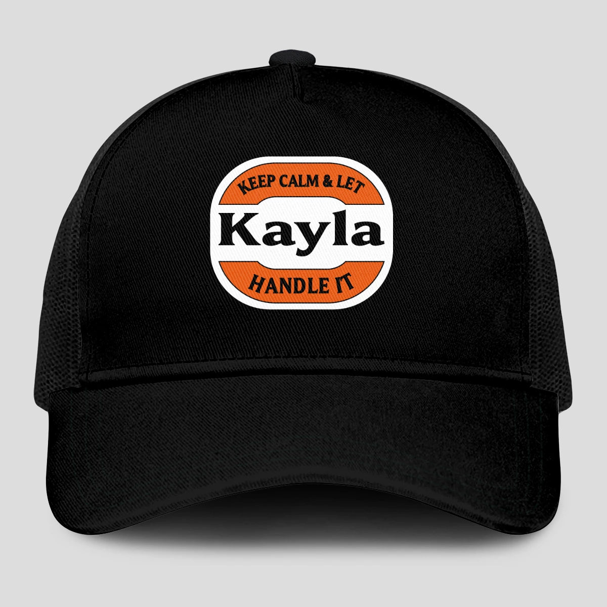 Keep Calm & Let Your Name Handle It Black Mesh Cap KAYLA 13K1 C199PF