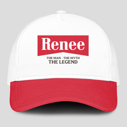 The Man The Myth The Legend Red And White Mesh Cap RENEE 13K1 C197PF