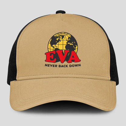 Never Back Down World Logo Khaki Mesh Cap EVA 13K1 C212PF